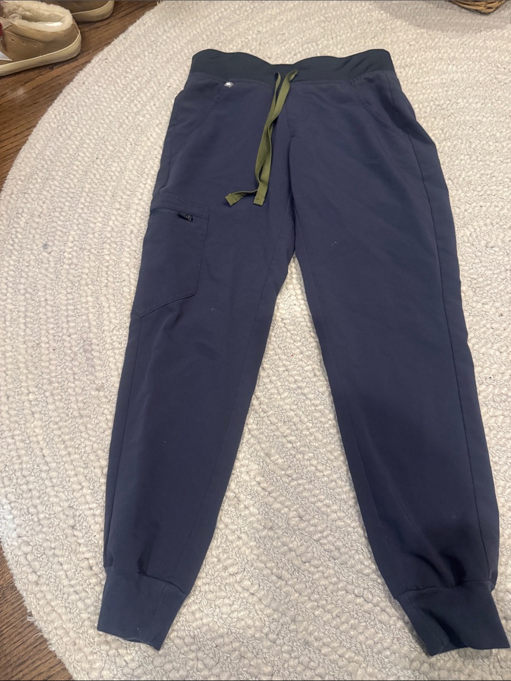Figs Navy Joggers with Olive Drawstring
